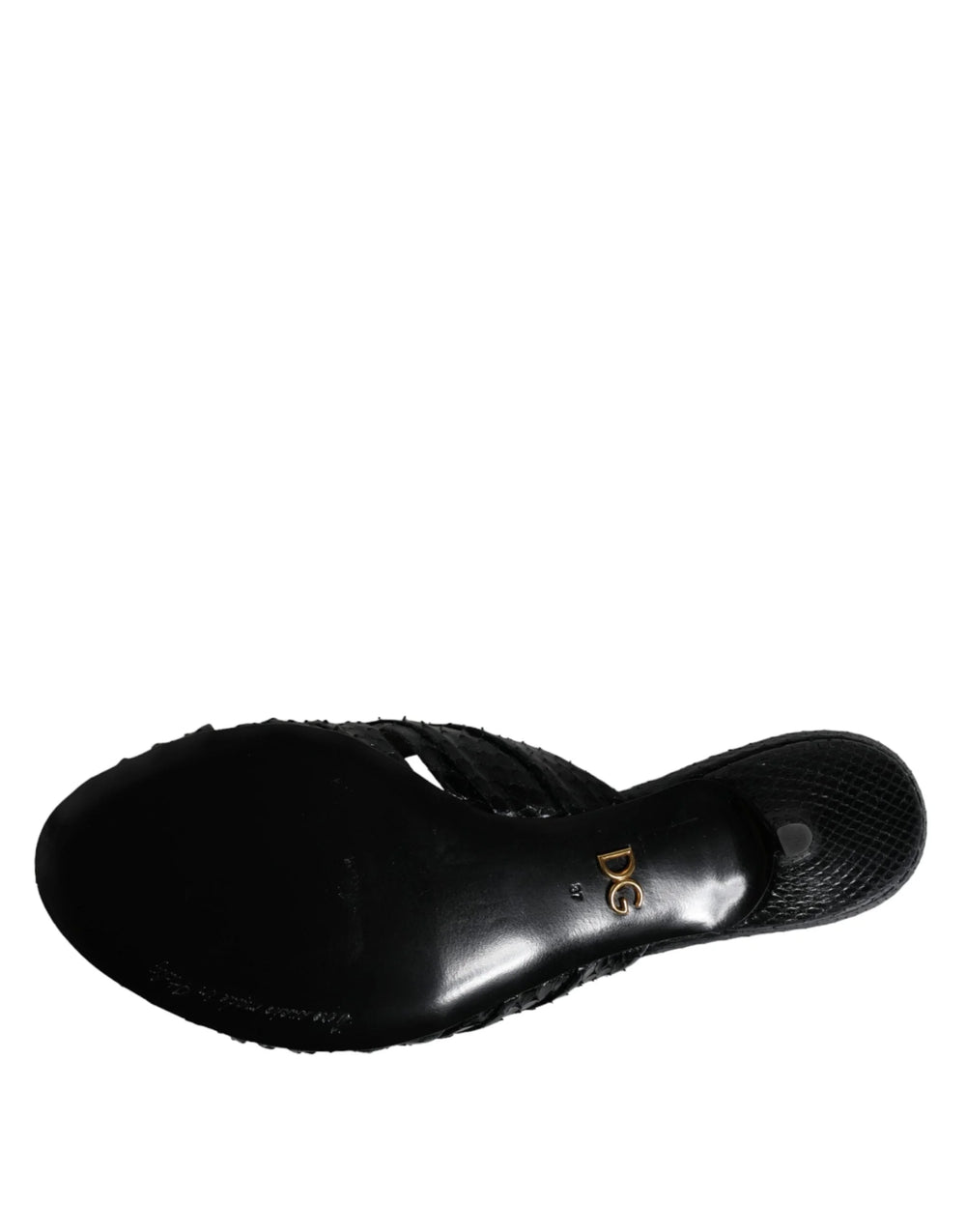 Dolce & Gabbana Black Leather Heels Slides Sandals Shoes - EU37/US6.5 - Sandals