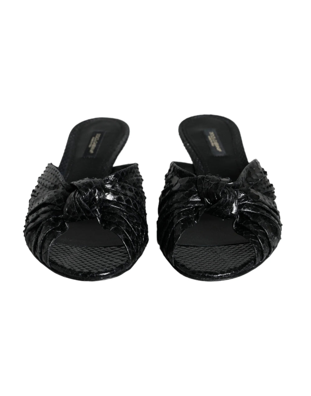 Dolce & Gabbana Black Leather Heels Slides Sandals Shoes - EU37/US6.5 - Sandals