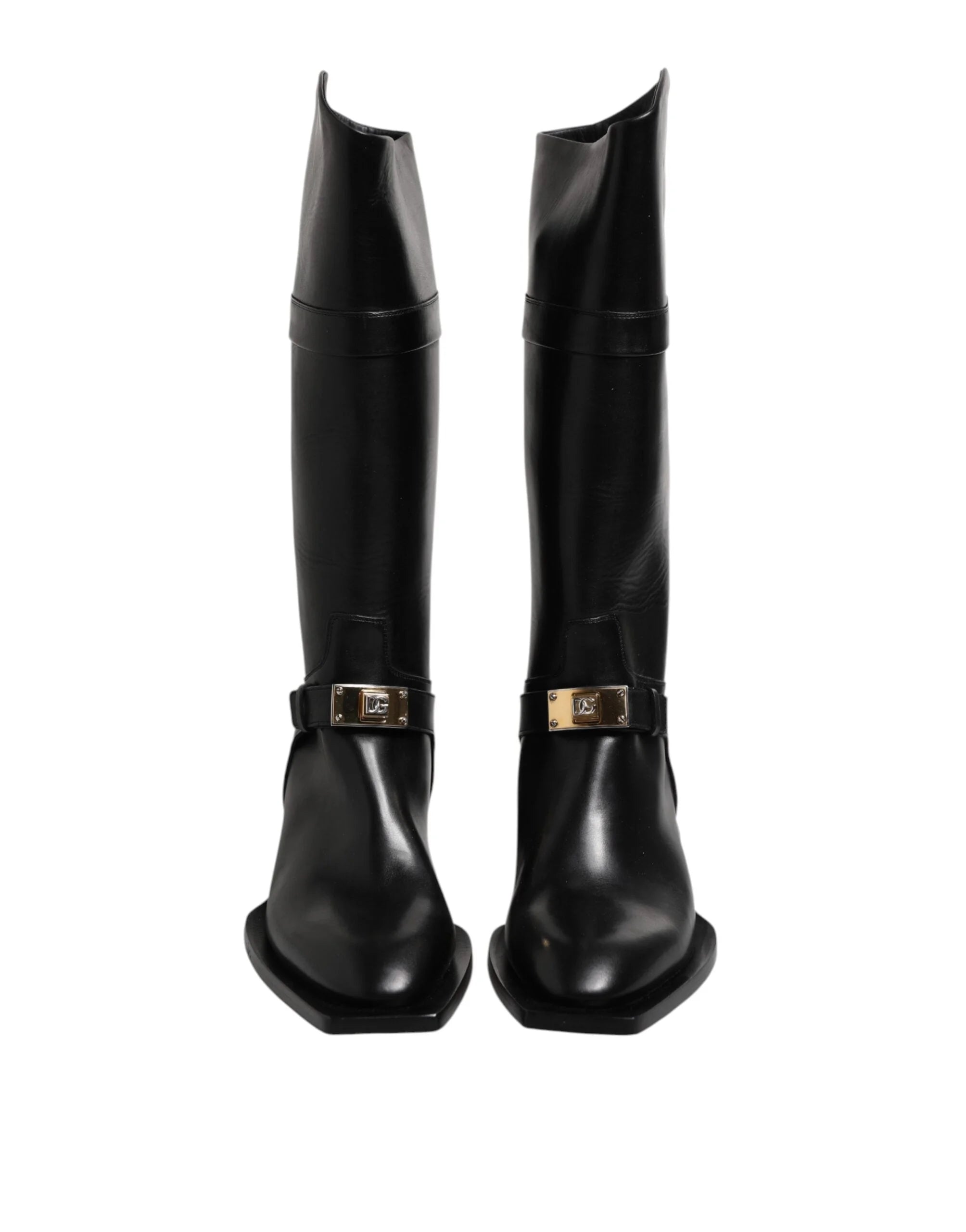 Dolce & Gabbana Black Leather High Boots Flats Shoes - EU43/US10 - Boots