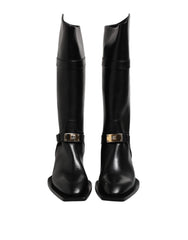 Dolce & Gabbana Black Leather High Boots Flats Shoes - EU43/US10 - Boots