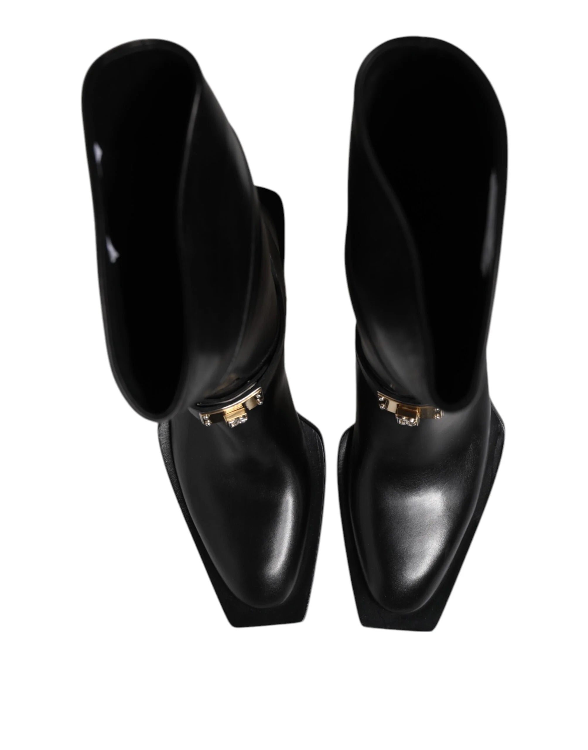 Dolce & Gabbana Black Leather High Boots Flats Shoes - EU43/US10 - Boots
