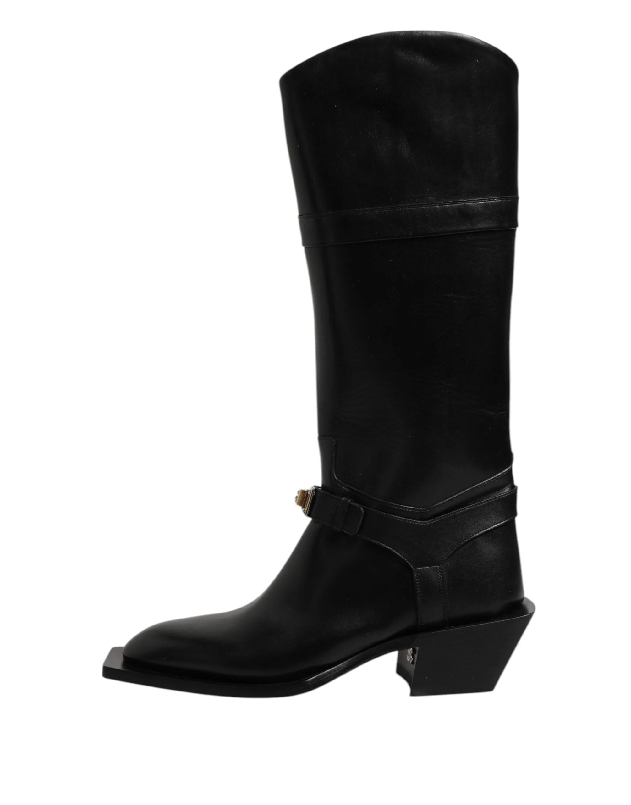 Dolce & Gabbana Black Leather High Boots Flats Shoes - EU43/US10 - Boots