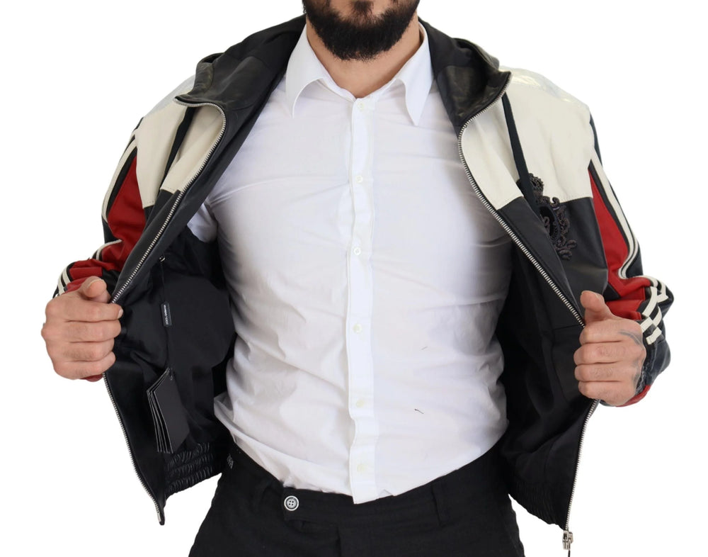 Dolce & Gabbana Black Leather Hooded Blouson Coat Jacket - IT46 | S - Bomber Jackets