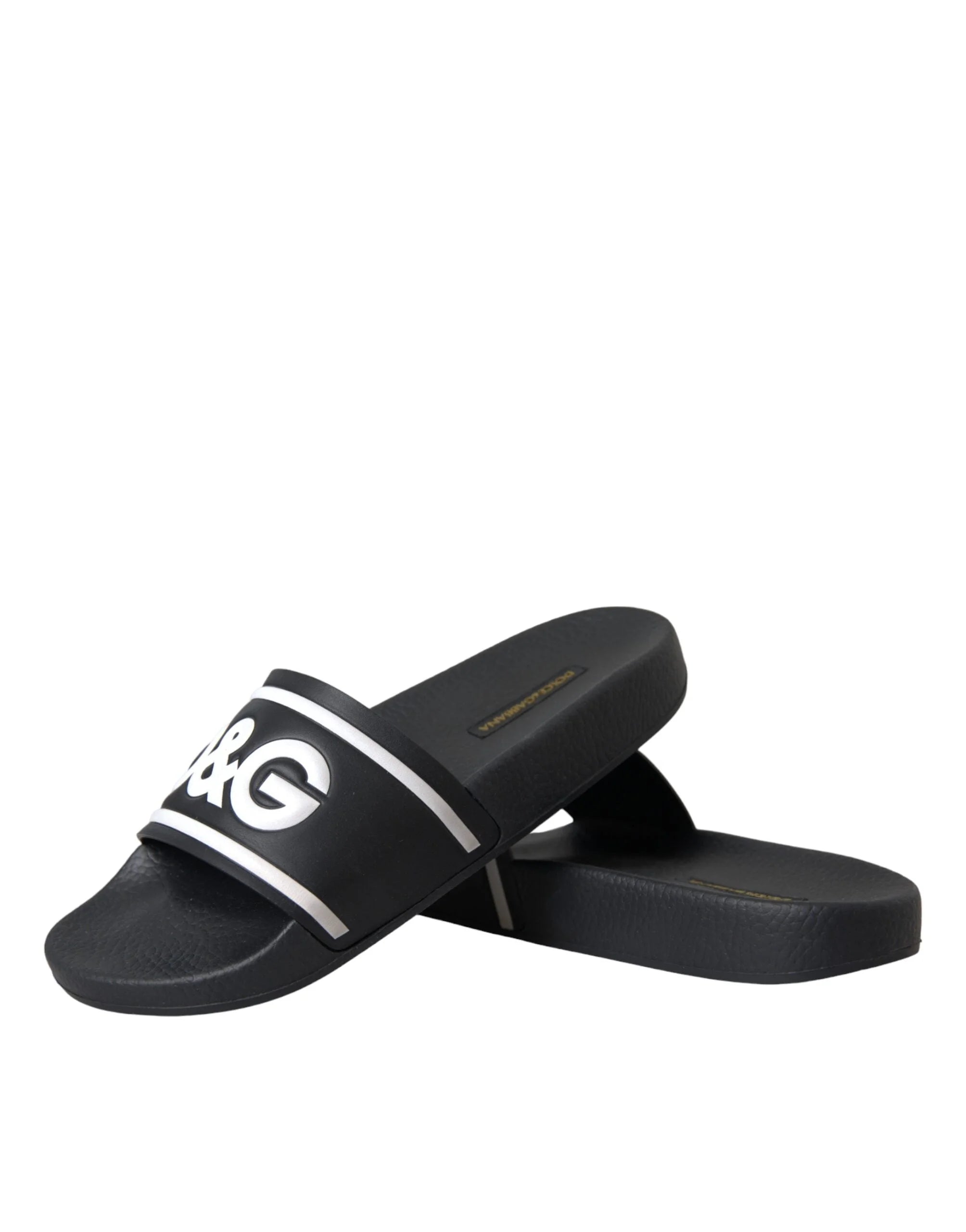 Dolce & Gabbana Black Leather I Love D&G Sandals Slides Shoes - EU36/US5.5 - Sandals