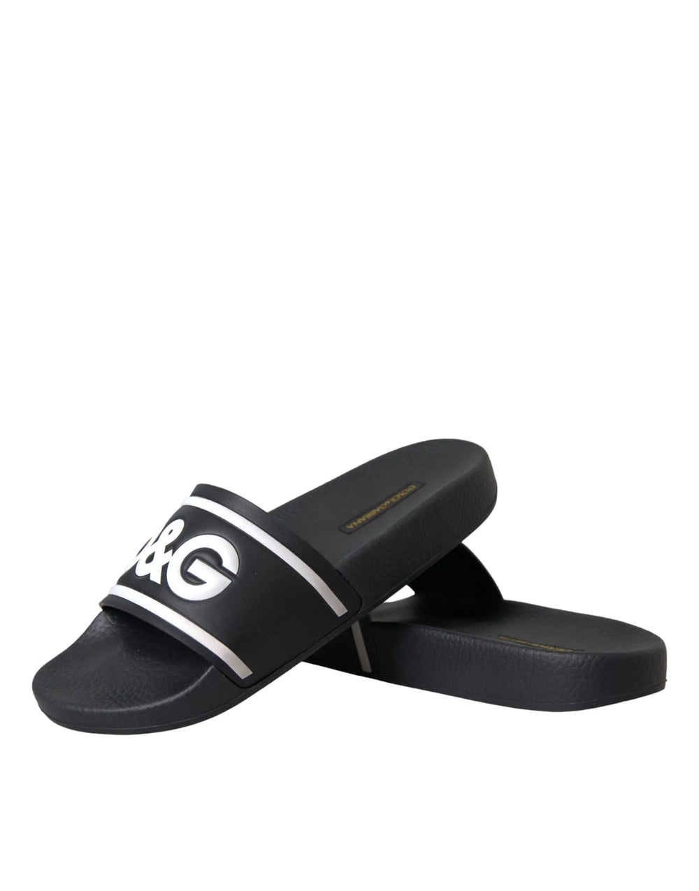 Dolce & Gabbana Black Leather I Love D&G Sandals Slides Shoes - EU36/US5.5 - Sandals