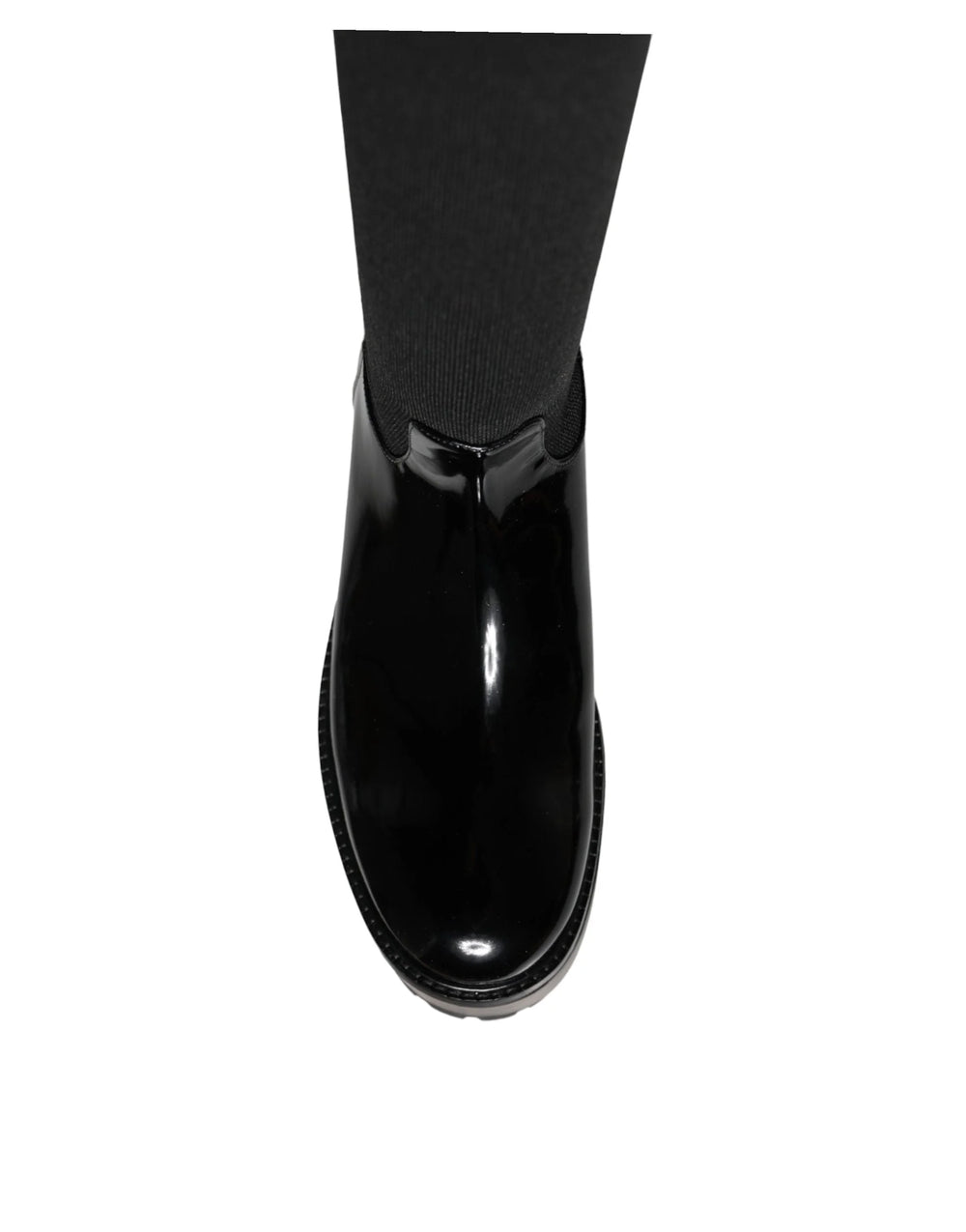 Dolce & Gabbana Black Leather Jersey Knee High Boots Shoes - EU39/US8.5 - Boots