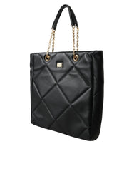 Dolce & Gabbana Black Leather JUNGLE Quilted Shopping Tote Bag - Shopper Bags