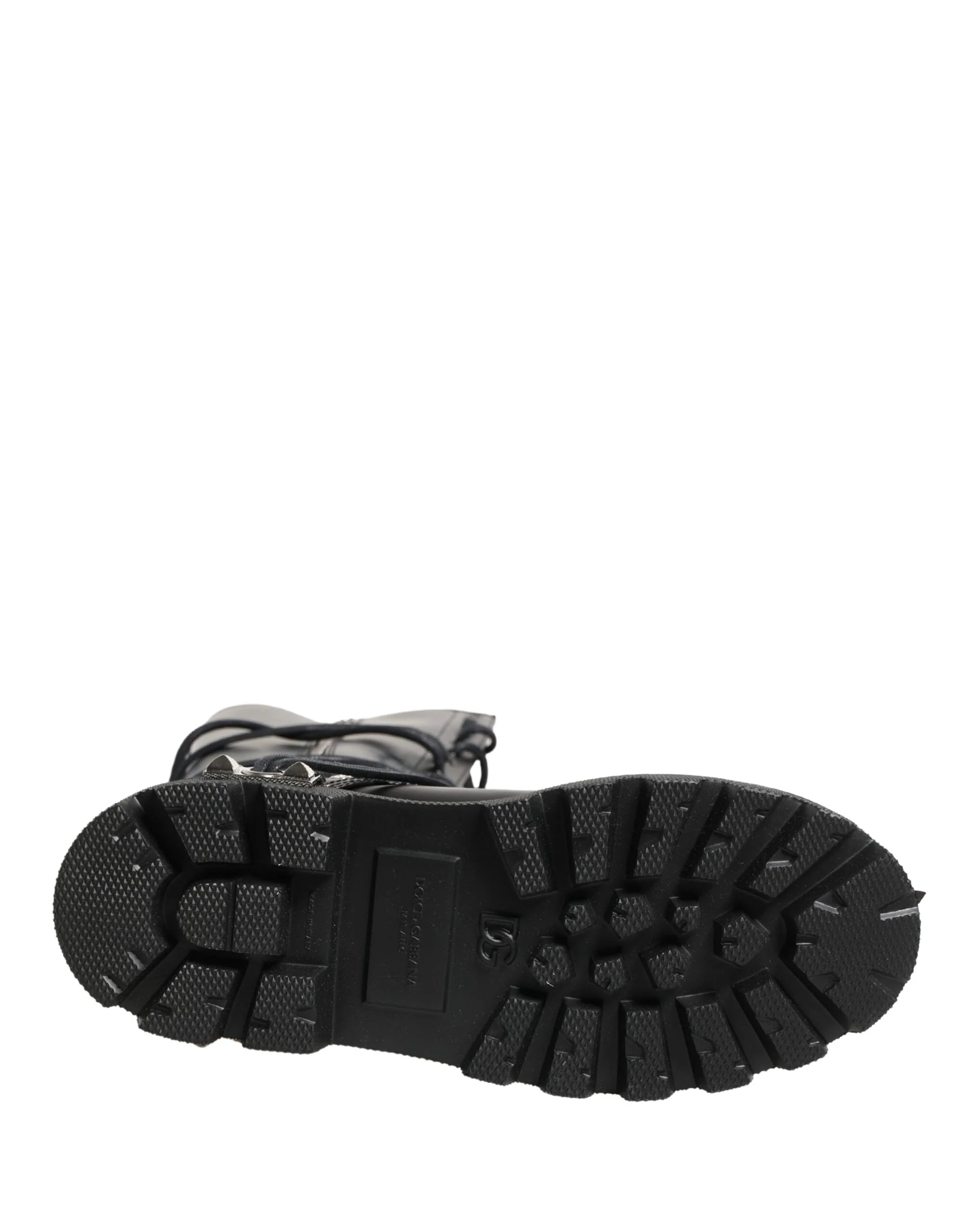 Dolce & Gabbana Black Leather Knee High Combat Boots Shoes - EU44/US11