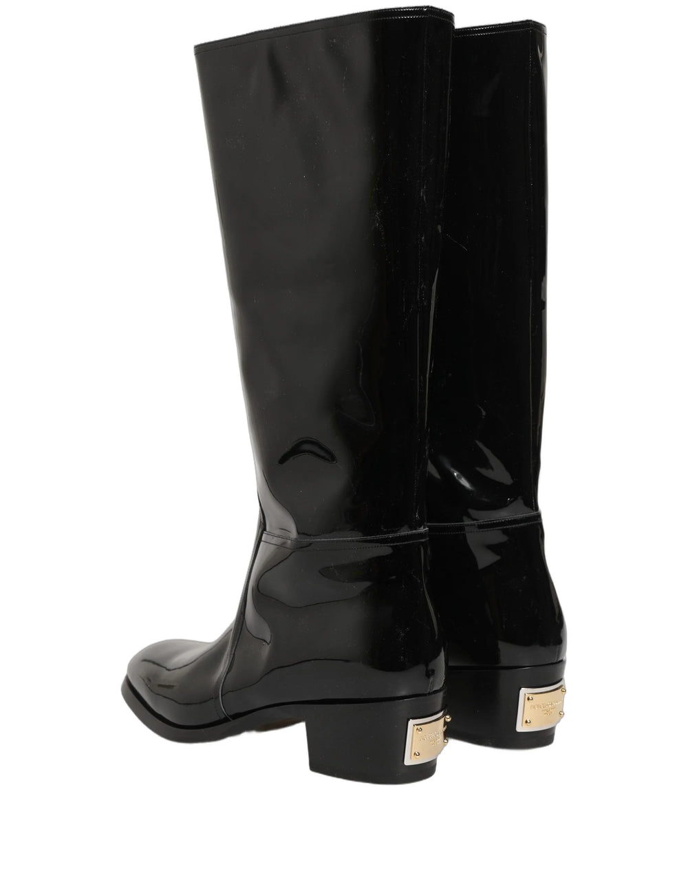 Dolce & Gabbana Čierne kožené členkové čižmy na opätku - EU43/US10