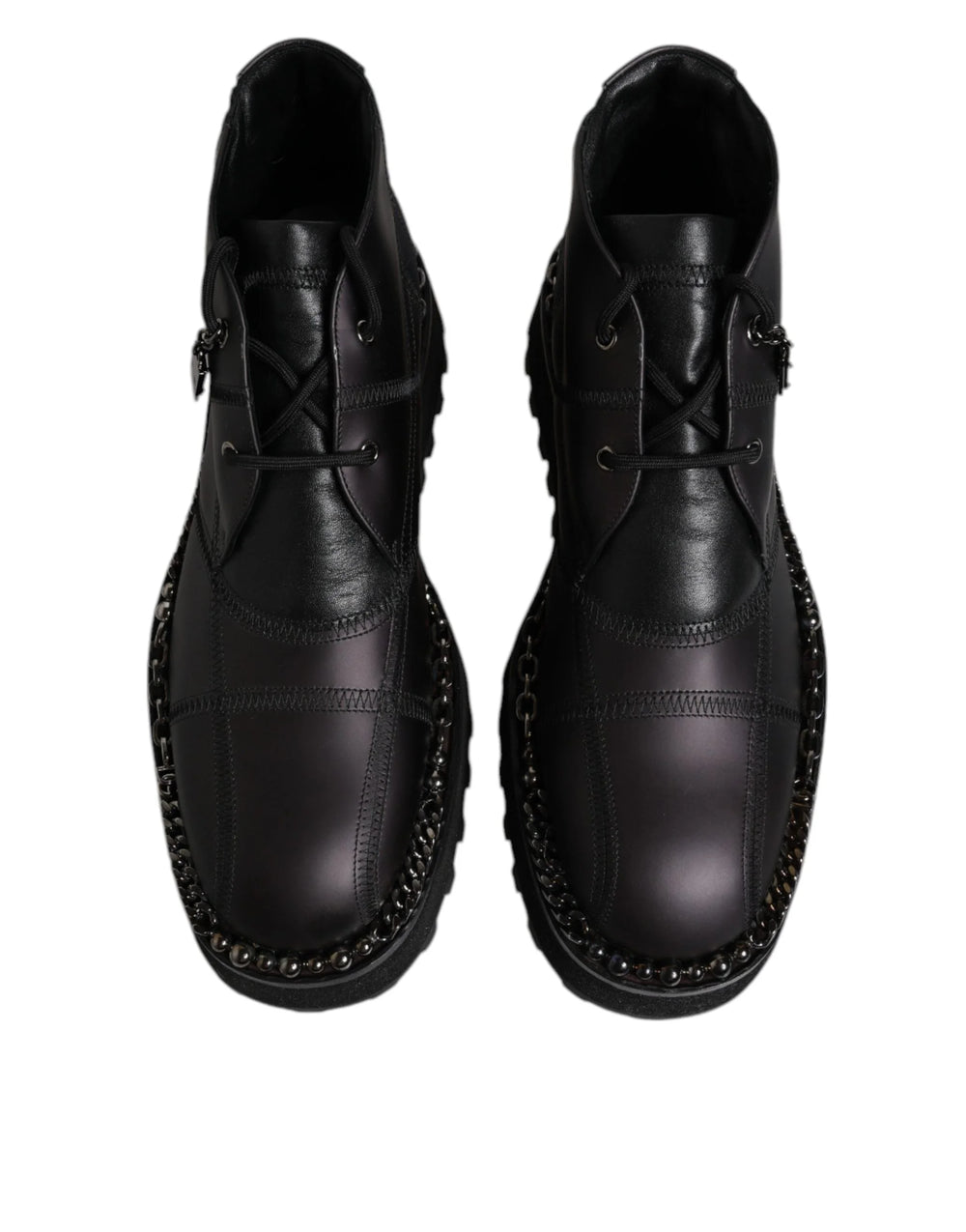 Dolce & Gabbana Black Leather Lace Up Ankle Boots Shoes - EU44/US11