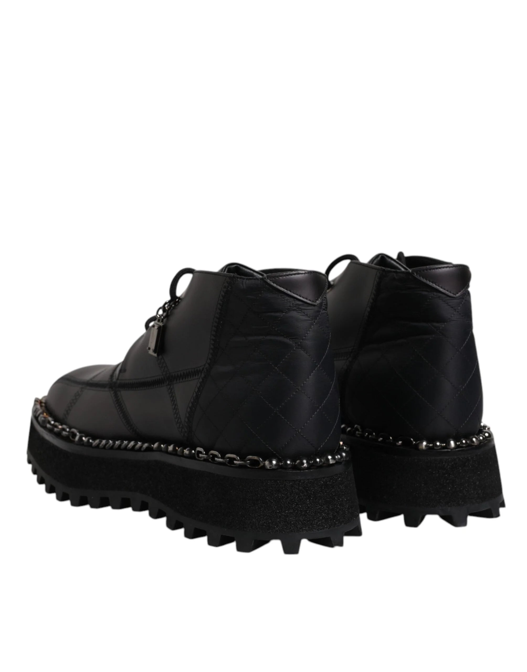 Dolce & Gabbana Black Leather Lace Up Ankle Boots Shoes - EU44/US11