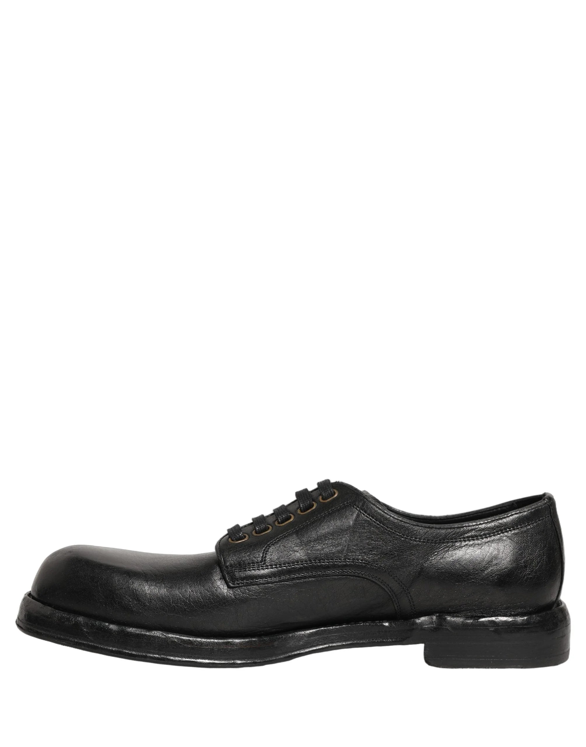 Dolce & Gabbana zwarte leren veterschoenen voor heren, klassiek formeel silhouet met gepolijste afwerking.