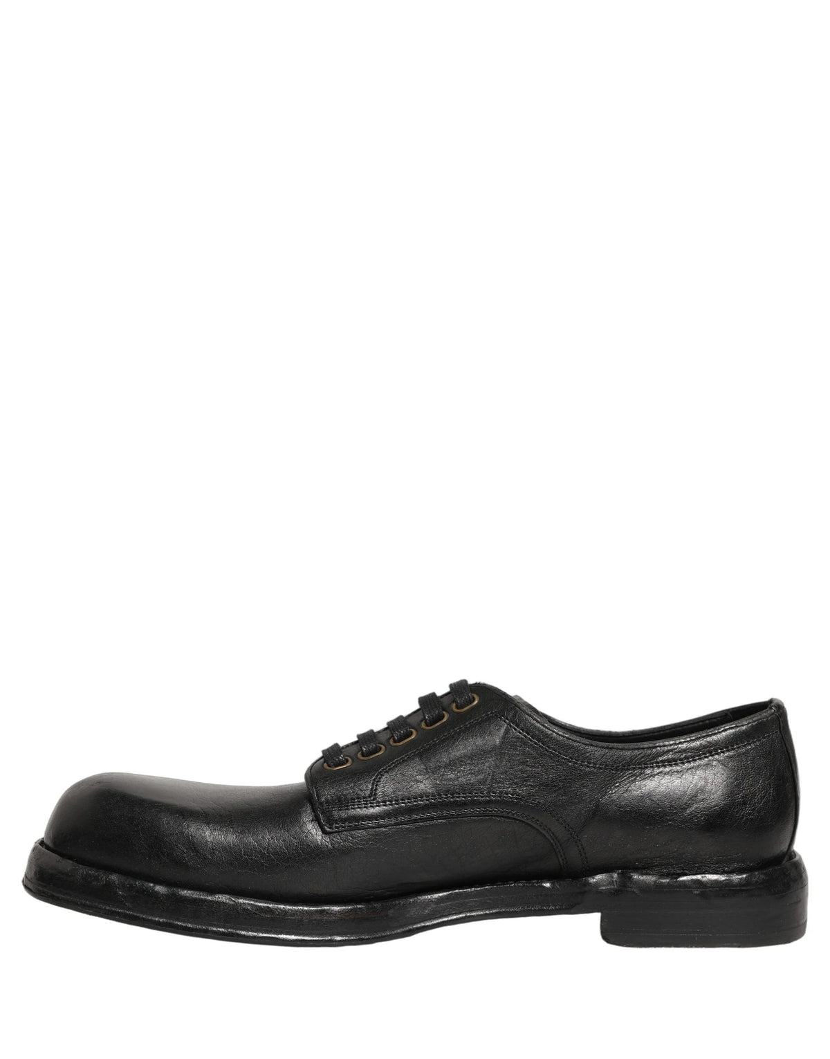 Dolce & Gabbana zwarte leren veterschoenen voor heren, klassiek formeel silhouet met gepolijste afwerking.