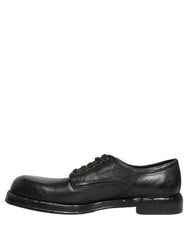 Dolce & Gabbana zwarte leren veterschoenen voor heren, klassiek formeel silhouet met gepolijste afwerking.