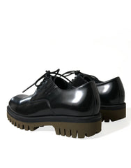 Dolce & Gabbana Zwarte veterschoenen van leer - EU39.5/US6.5