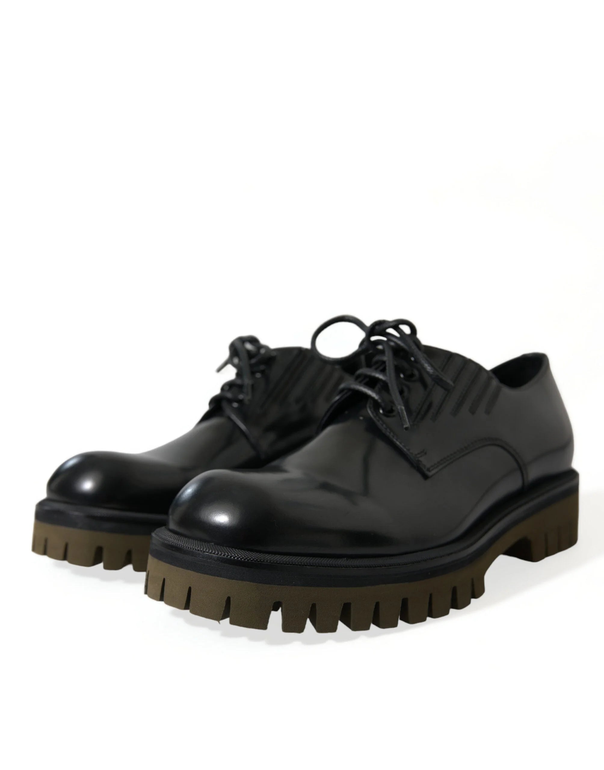 Dolce & Gabbana Zwarte veterschoenen van leer - EU39.5/US6.5