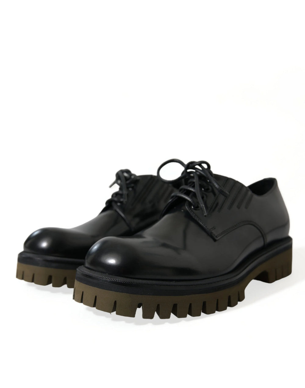 Dolce & Gabbana Zwarte veterschoenen van leer - EU39.5/US6.5