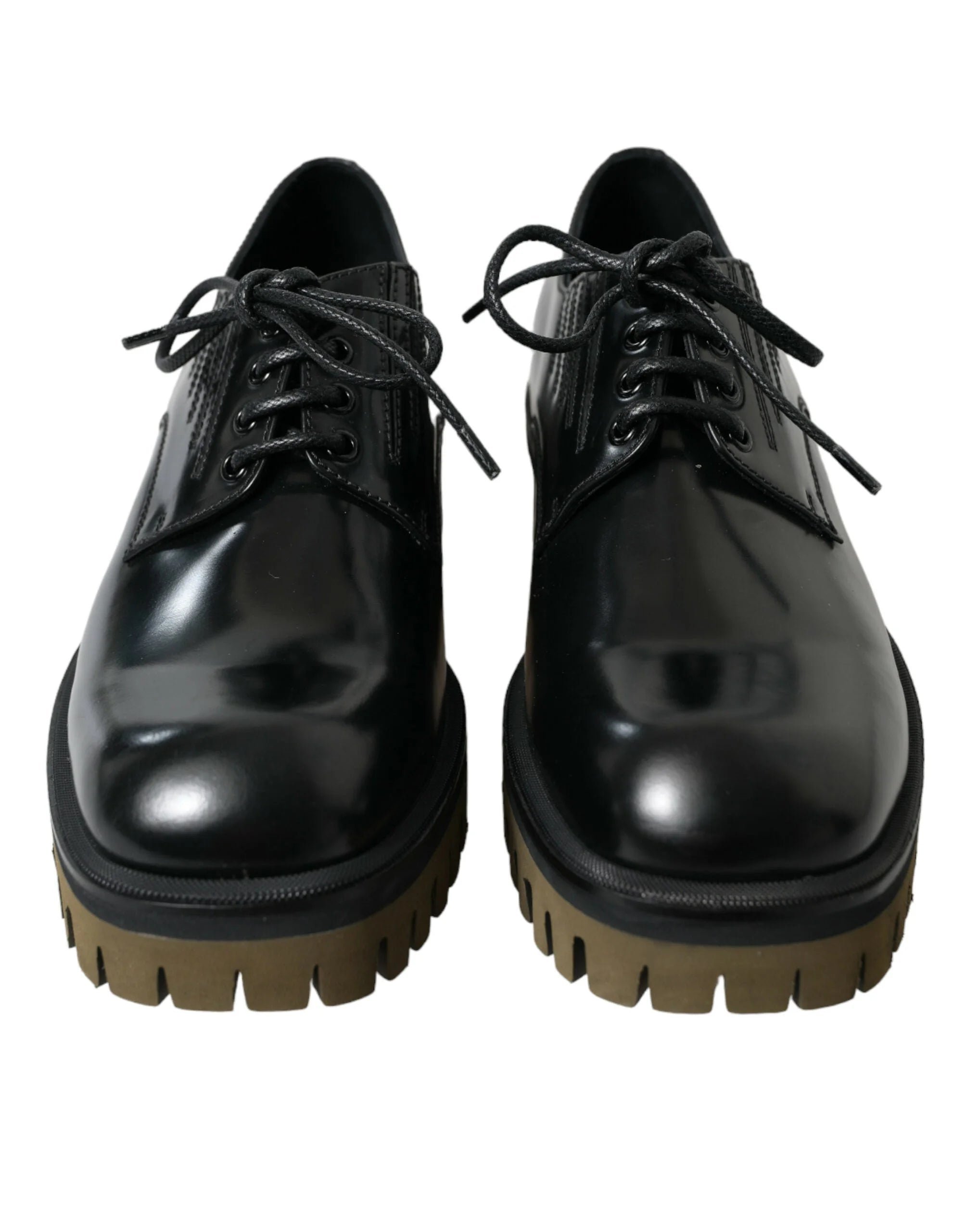 Dolce & Gabbana Zwarte veterschoenen van leer - EU39.5/US6.5