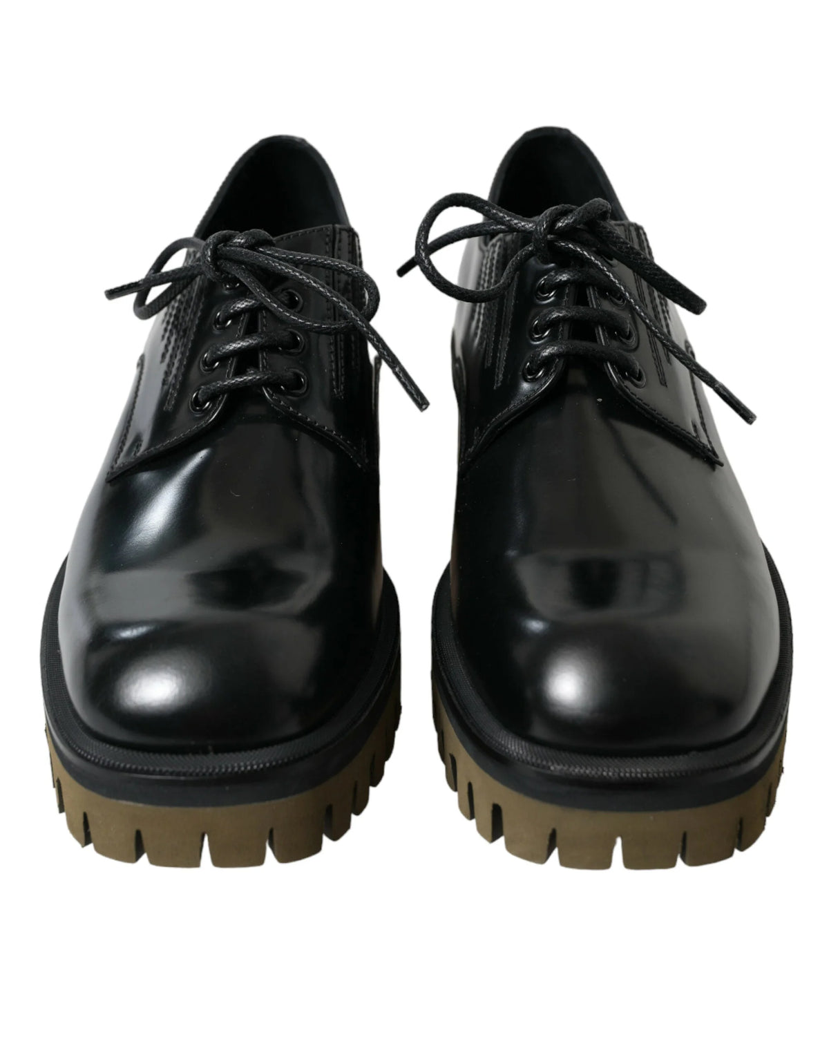 Dolce & Gabbana Zwarte veterschoenen van leer - EU39.5/US6.5