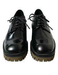 Dolce & Gabbana Zwarte veterschoenen van leer - EU39.5/US6.5