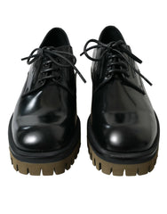 Dolce & Gabbana Black Leather Lace Up Derby Men Dress Shoes - EU39.5/US6.5 - Shoes