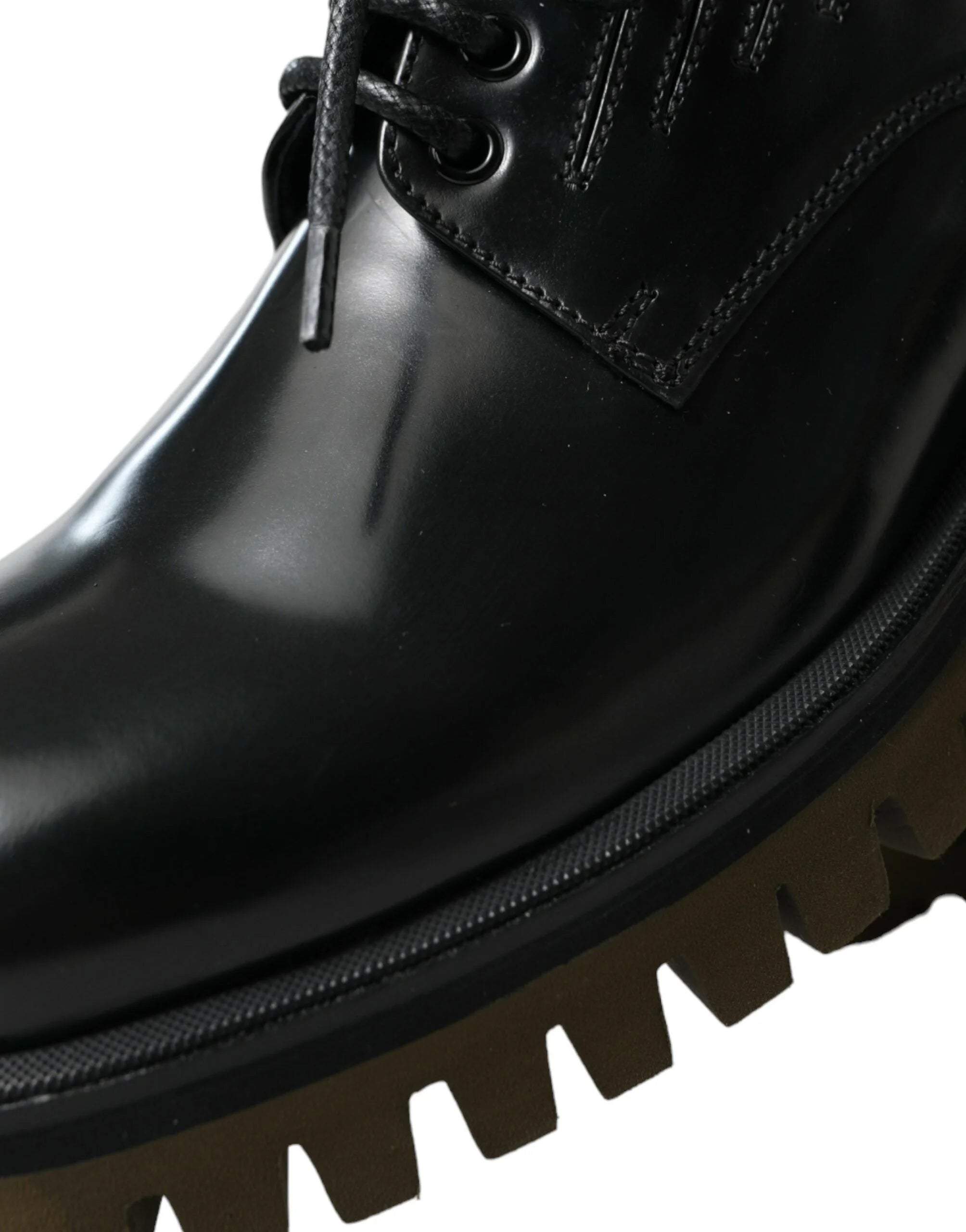 Dolce & Gabbana Zwarte veterschoenen van leer - EU39.5/US6.5