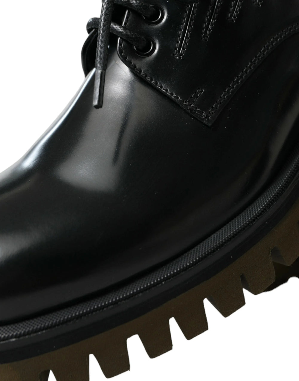 Dolce & Gabbana Zwarte veterschoenen van leer - EU39.5/US6.5