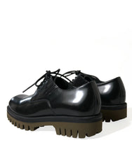 Dolce & Gabbana Black Leather Lace Up Derby Men Dress Shoes - EU39.5/US6.5 - Shoes