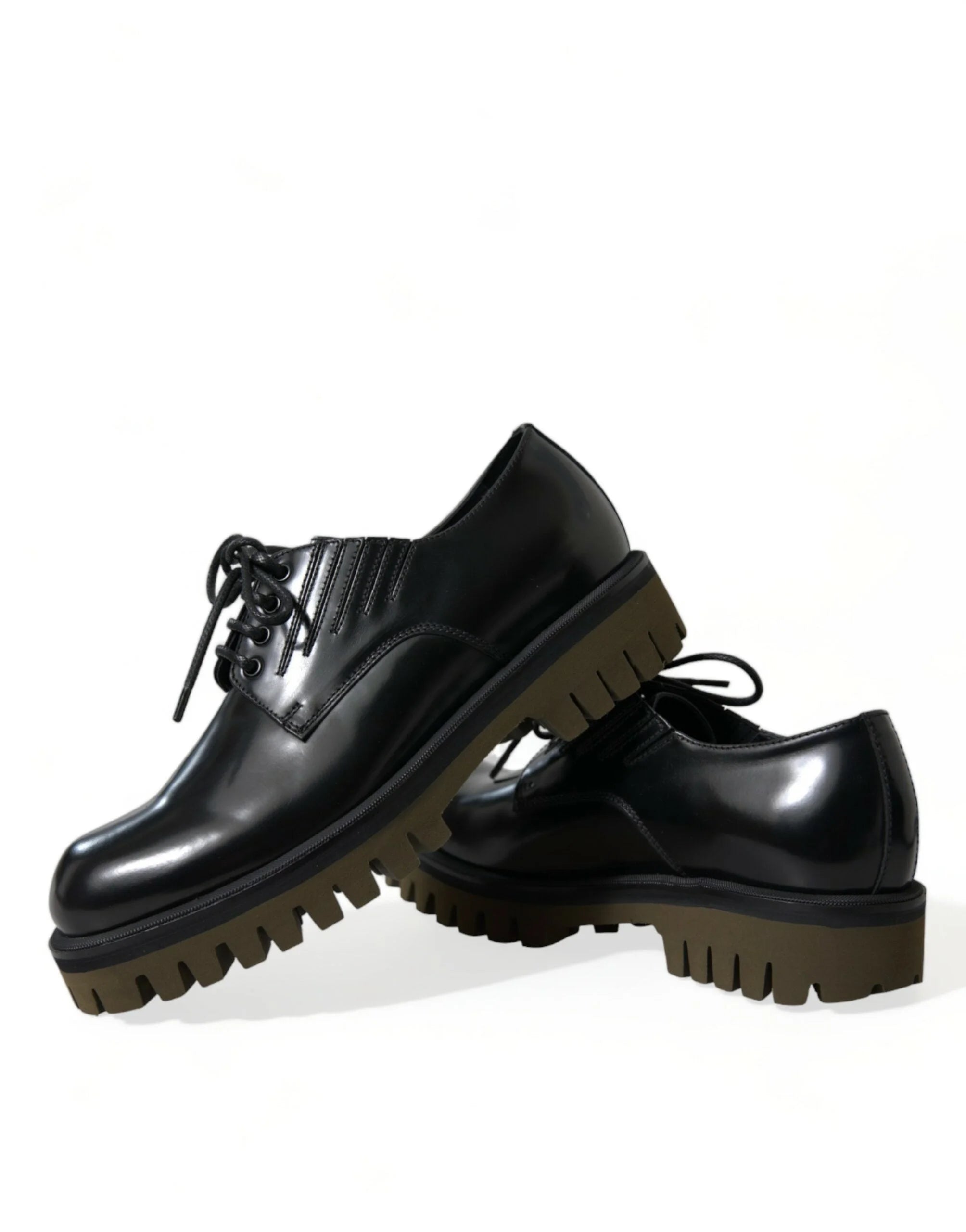 Dolce & Gabbana Zwarte veterschoenen van leer - EU39.5/US6.5