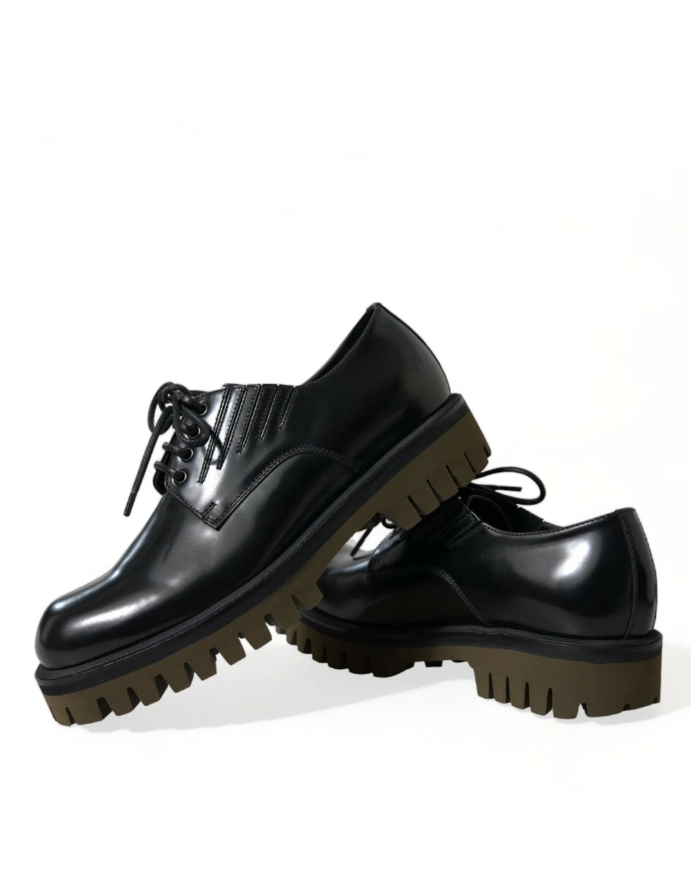 Dolce & Gabbana Zwarte veterschoenen van leer - EU39.5/US6.5