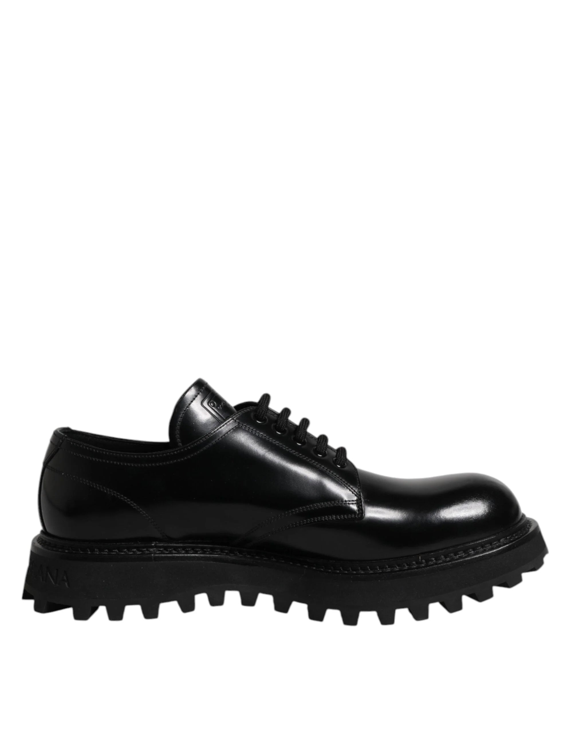 Dolce & Gabbana Black Leather Lace Up Derby Men Dress Shoes - EU42/US9 - Shoes