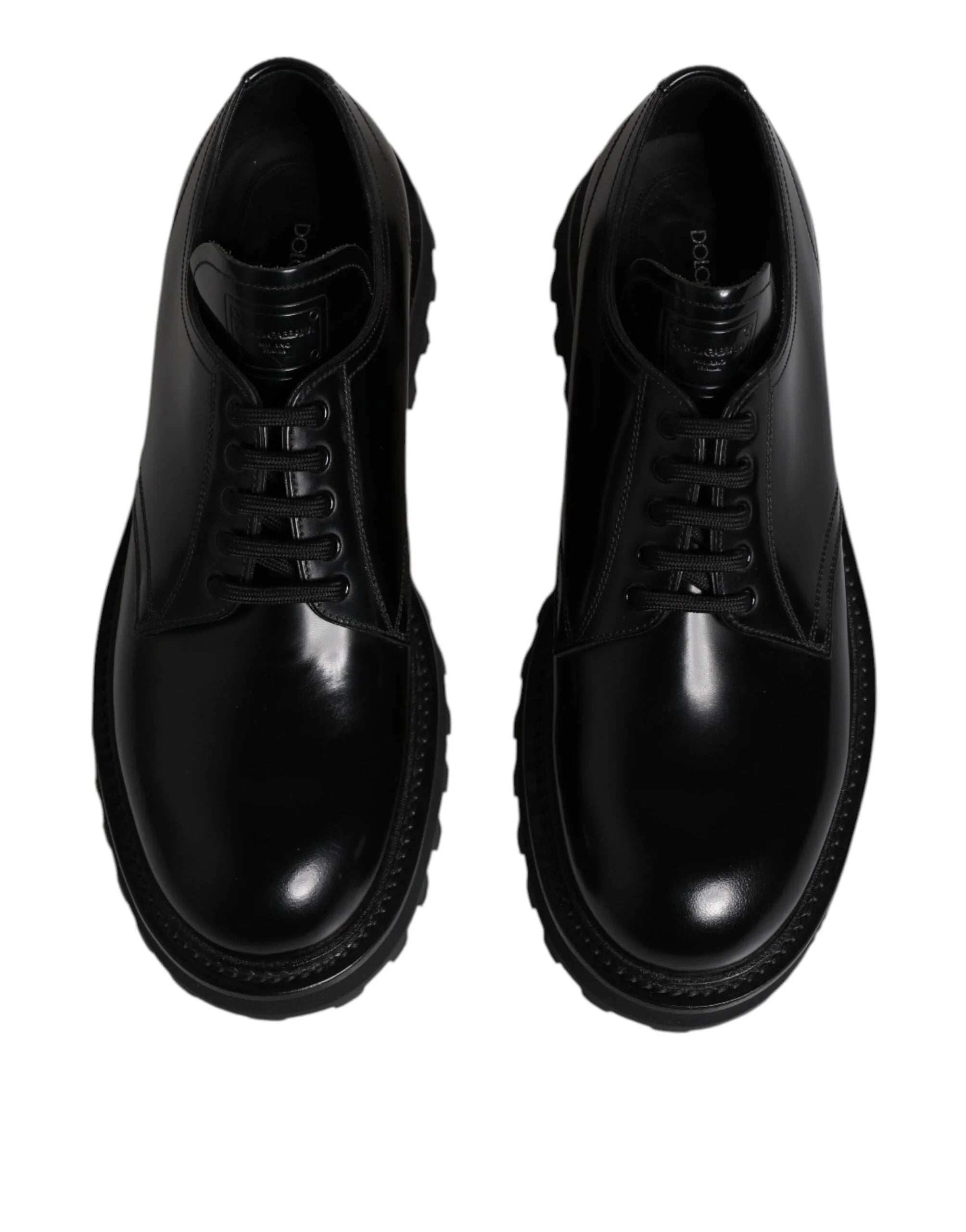 Dolce & Gabbana Black Leather Lace Up Derby Men Dress Shoes - EU42/US9 - Shoes