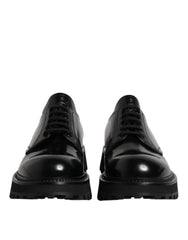 Dolce & Gabbana Black Leather Lace Up Derby Men Dress Shoes - EU42/US9 - Shoes