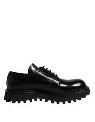Dolce & Gabbana Black Leather Lace Up Derby Men Dress Shoes - EU42/US9 - Shoes