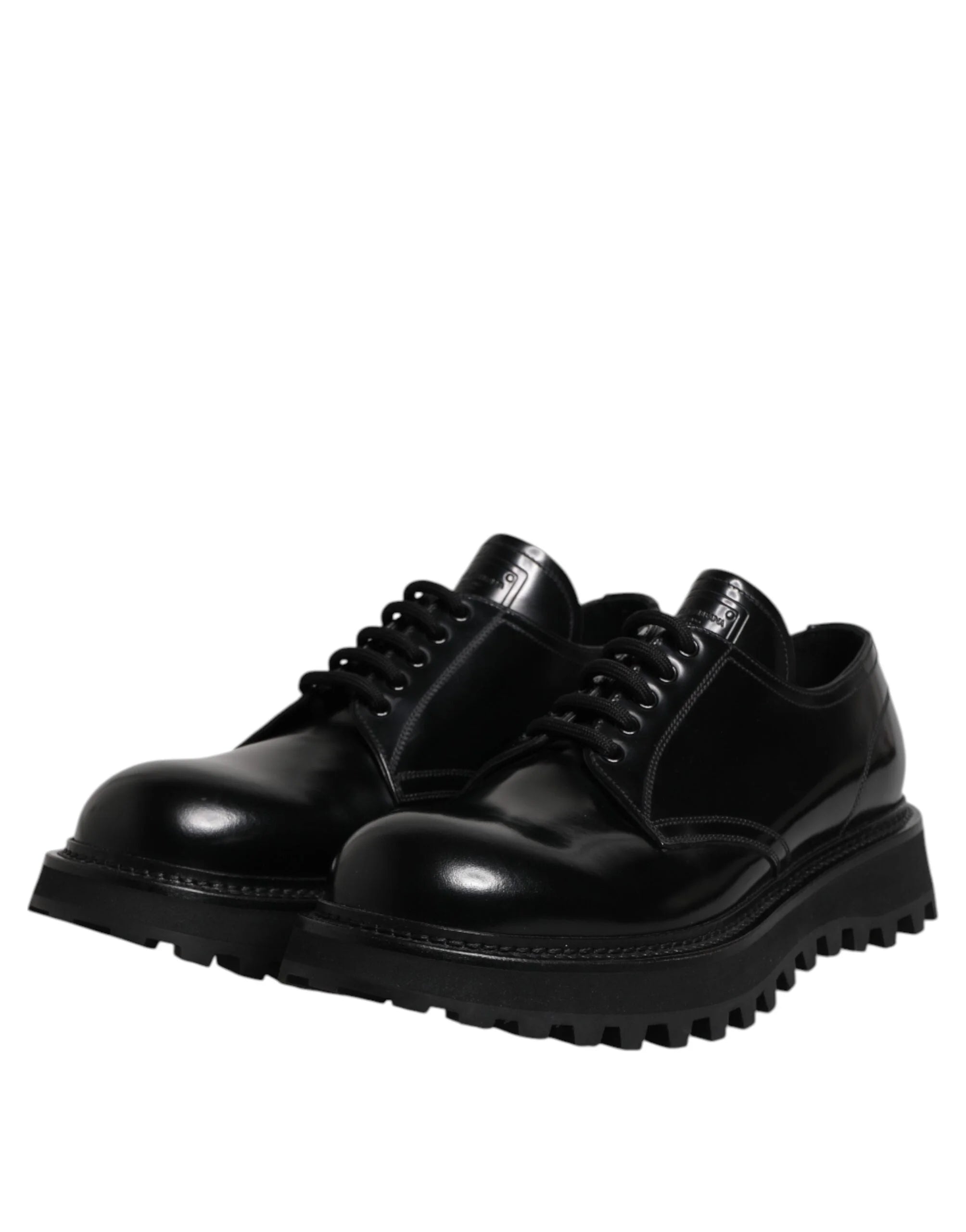 Dolce & Gabbana Black Leather Lace Up Derby Men Dress Shoes - EU42/US9 - Shoes