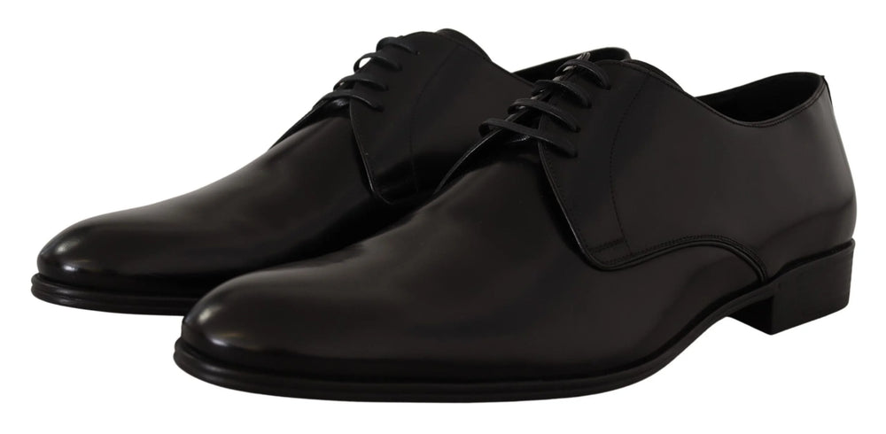 Dolce & Gabbana Black Leather Lace Up Formal Derby Shoes - EU39.5/US6.5 - Shoes