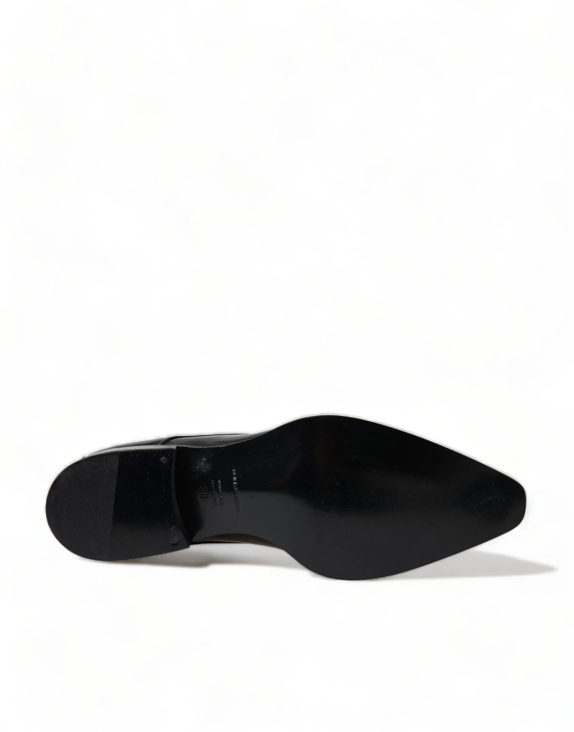 Dolce & Gabbana Black Leather Lace Up Formal Flats Shoes - EU38/US7.5