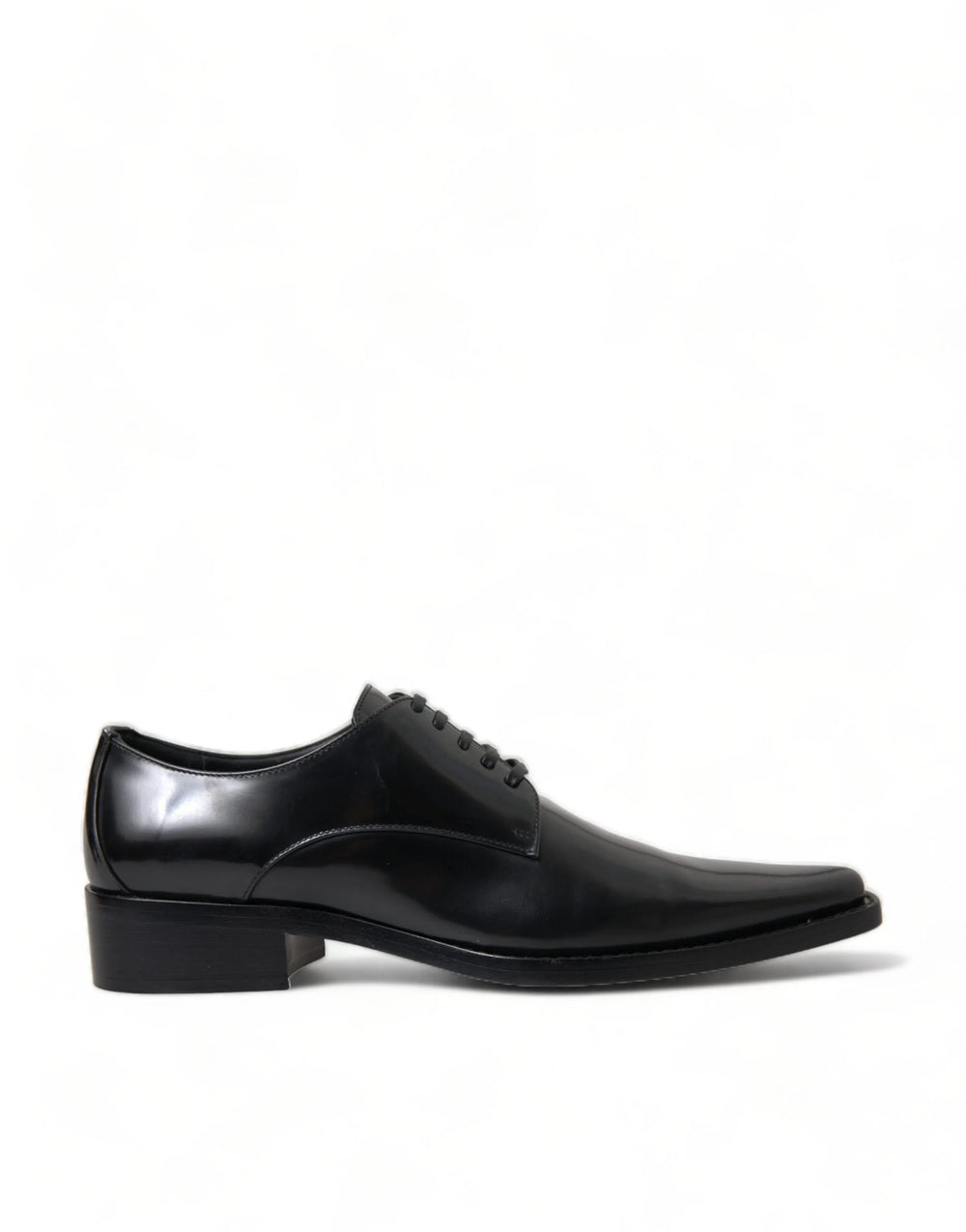 Dolce & Gabbana Black Leather Lace Up Formal Flats Shoes - EU38/US7.5