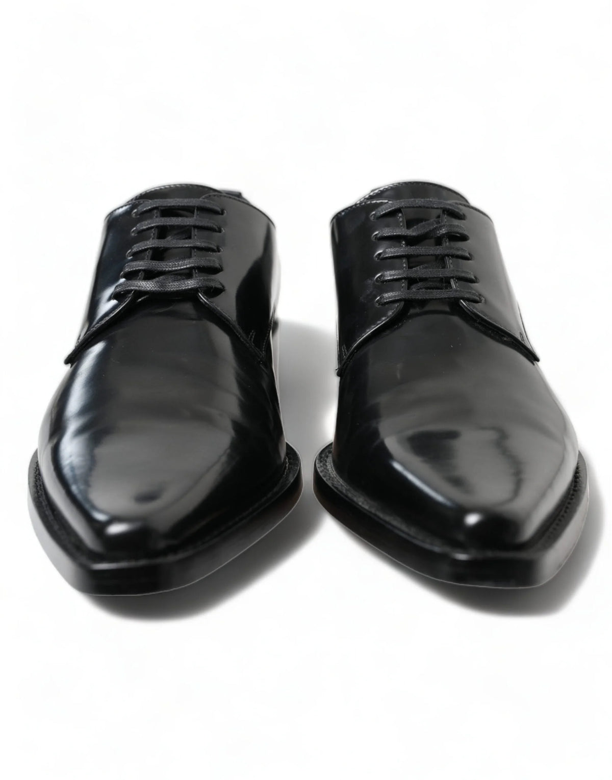 Dolce & Gabbana Black Leather Lace Up Formal Flats Shoes - EU38/US7.5