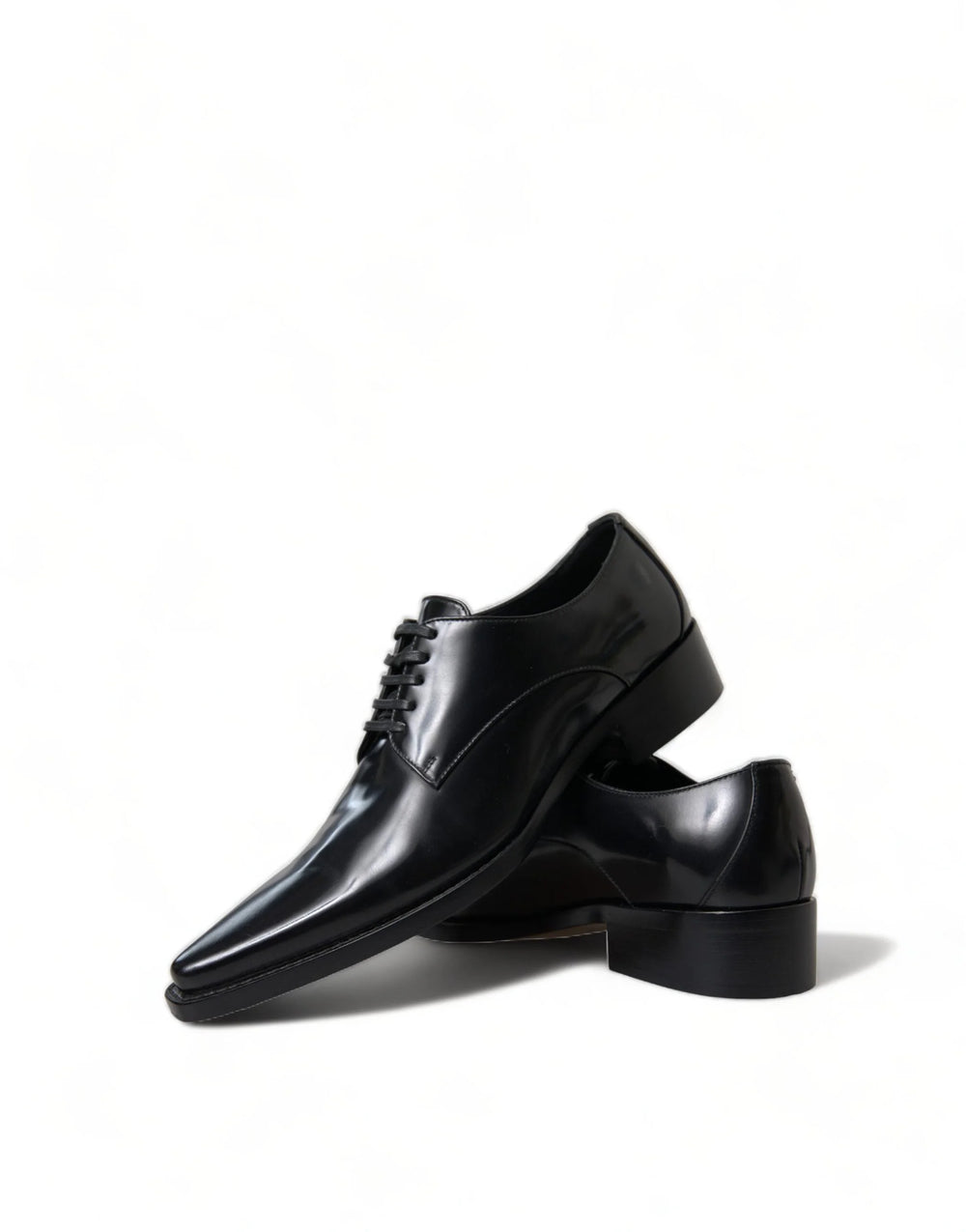 Dolce & Gabbana Black Leather Lace Up Formal Flats Shoes - EU38/US7.5