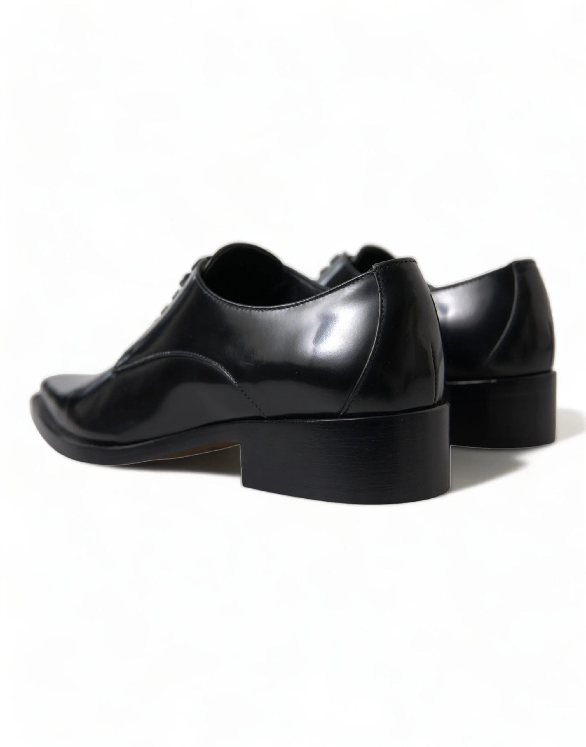 Dolce & Gabbana Black Leather Lace Up Formal Flats Shoes - EU38/US7.5