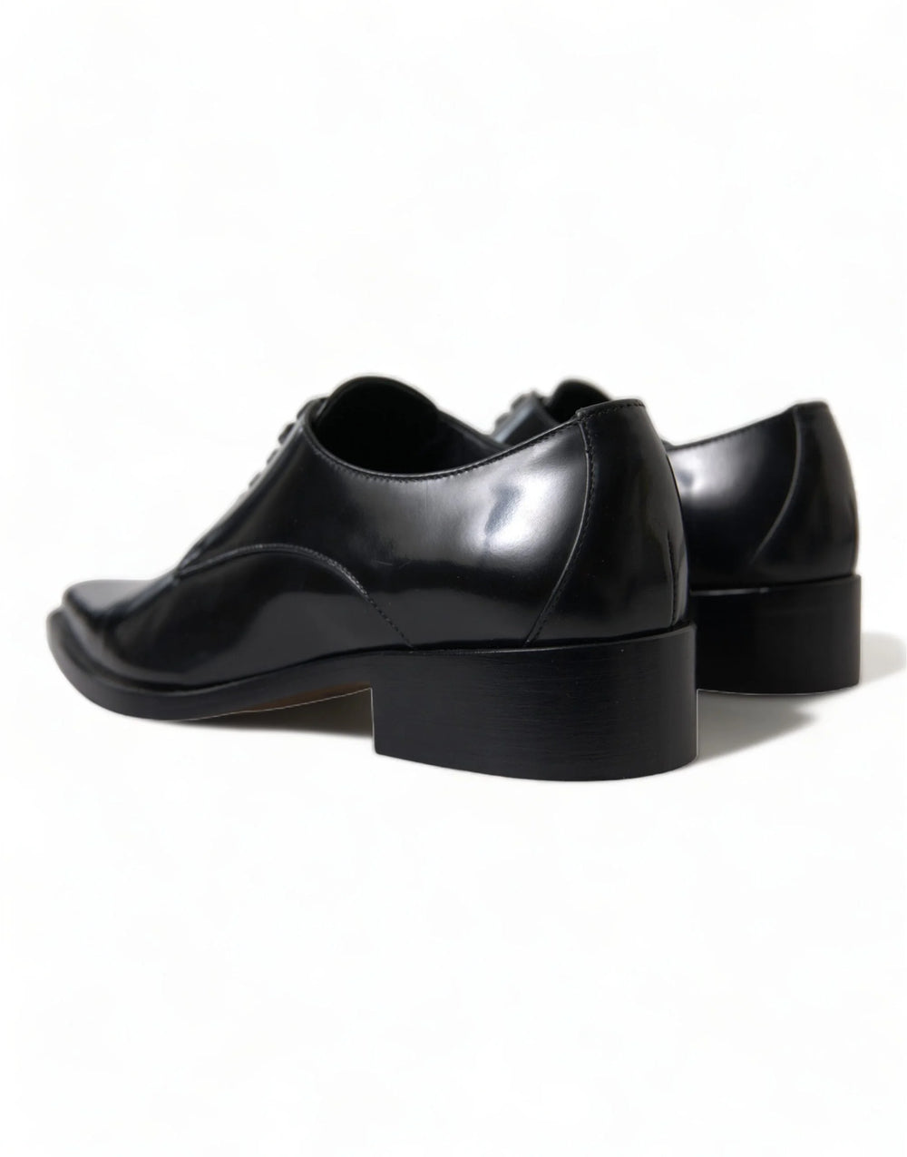 Dolce & Gabbana Black Leather Lace Up Formal Flats Shoes - EU38/US7.5