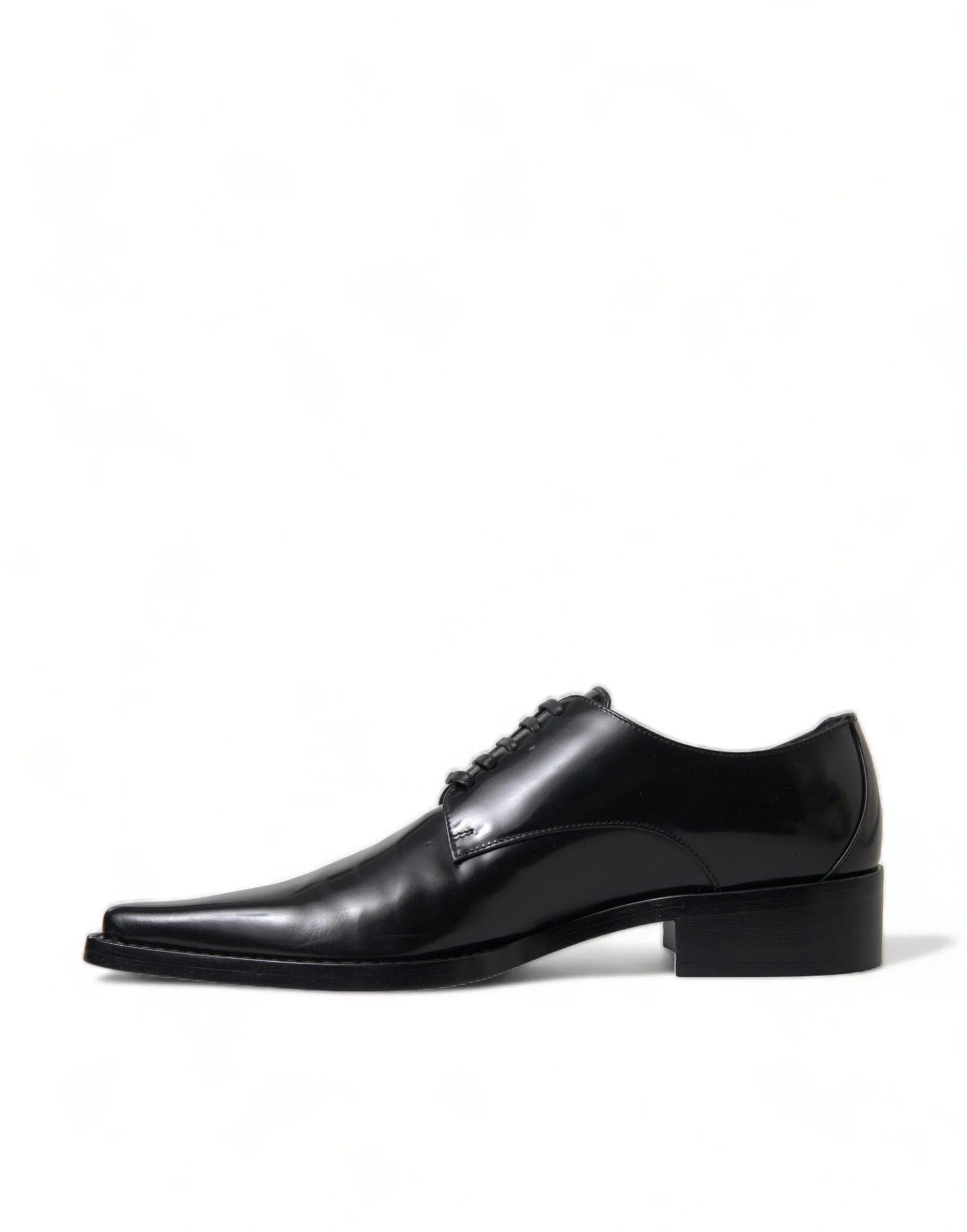 Dolce & Gabbana Black Leather Lace Up Formal Flats Shoes - EU38/US7.5