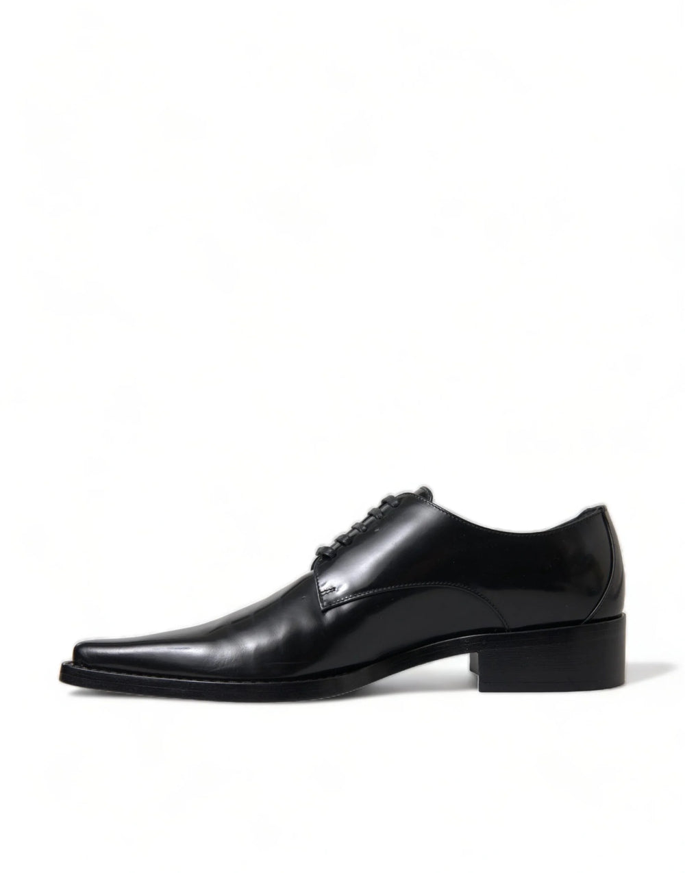 Dolce & Gabbana Black Leather Lace Up Formal Flats Shoes - EU38/US7.5