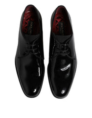Dolce & Gabbana Black Leather Lace Up Men Derby Formal Shoes - EU39.5/US6.5 - Shoes