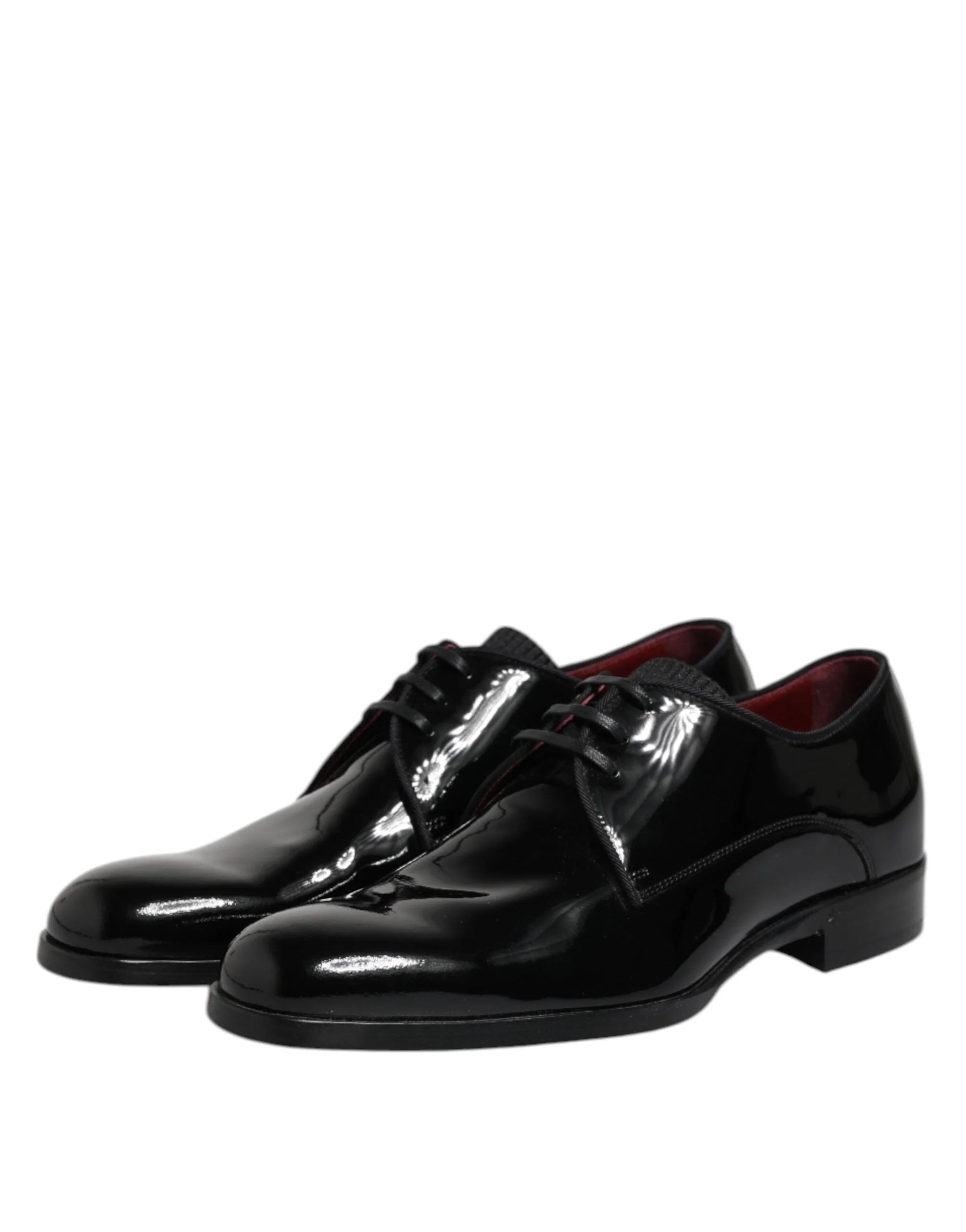 Dolce & Gabbana Black Leather Lace Up Men Derby Formal Shoes - EU39.5/US6.5 - Shoes