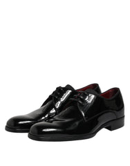 Dolce & Gabbana Black Leather Lace Up Men Derby Formal Shoes - EU39.5/US6.5 - Shoes
