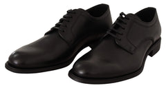 Dolce & Gabbana Black Leather Lace Up Mens Formal Derby Shoes - EU40/US7 - Shoes