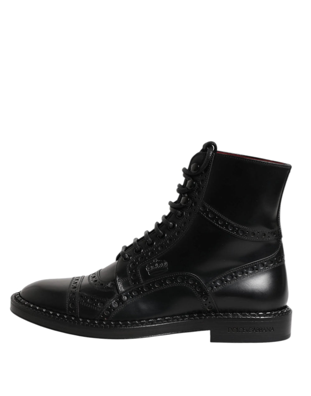Dolce & Gabbana Black Leather Lace Up Mid Calf Boots Shoes - Boots
