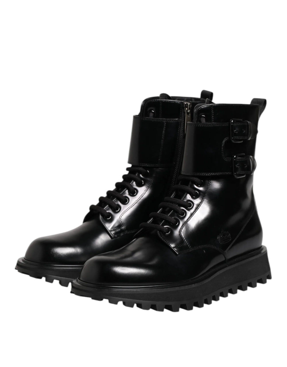 Dolce & Gabbana Black Leather Lace Up Mid Calf Boots Shoes - EU42/US9